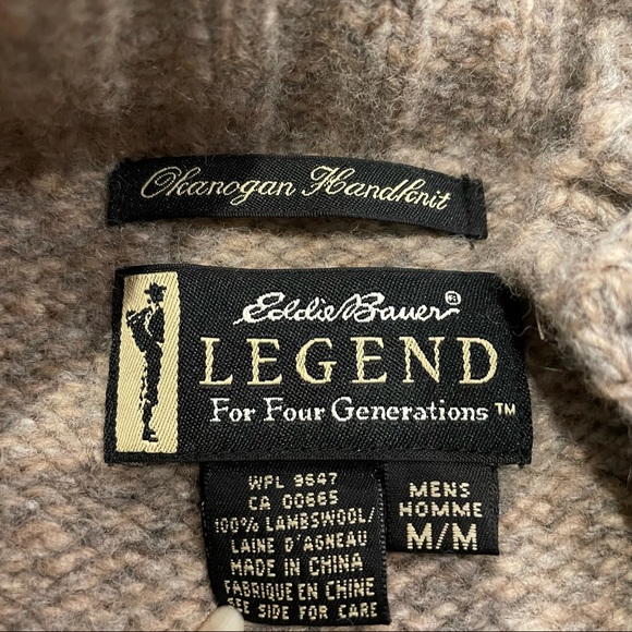EUC Eddie Bauer Legend Hand knit 100% Lambswool Sweater Fair Isle Men Size Med - Picture 9 of 12